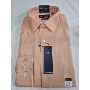 Original Penguin Men's Dress Shirt Size  15.5 34/35 Coral Stretch (04)